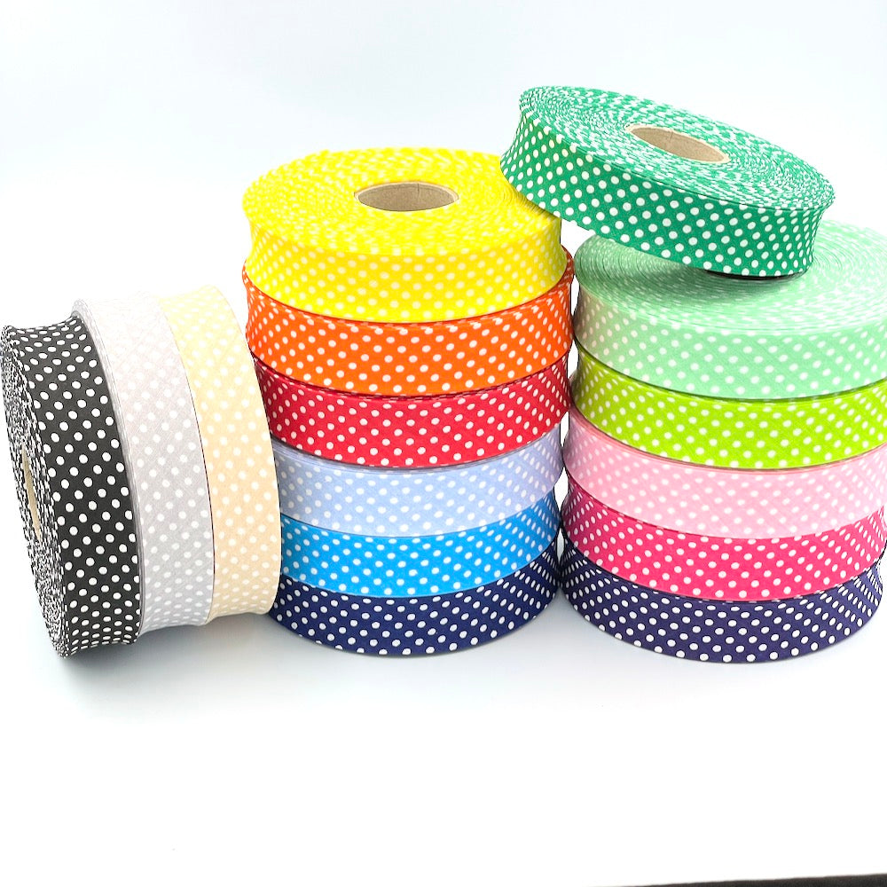 25mm Polka Bias Binding